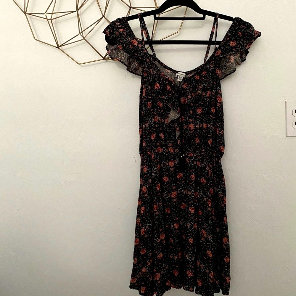 American Eagle Black and Pink Lotus Mini Dress XS